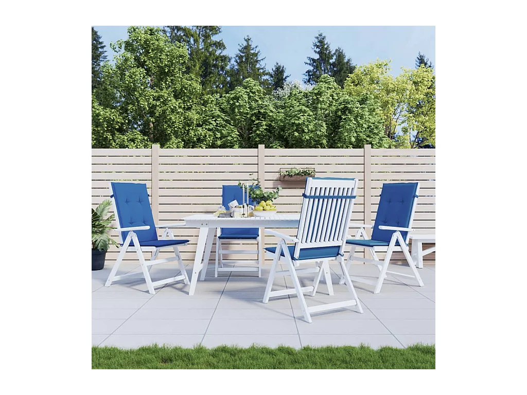 Coussins de chaise de jardin à dossier haut lot de 4 bleu royal