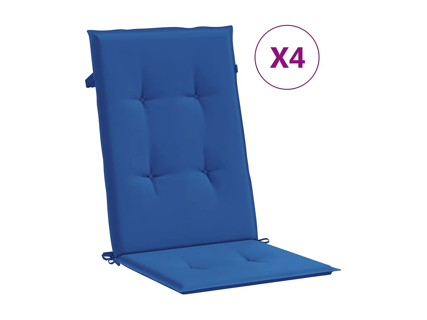 Coussins de chaise de jardin à dossier haut lot de 4 bleu royal