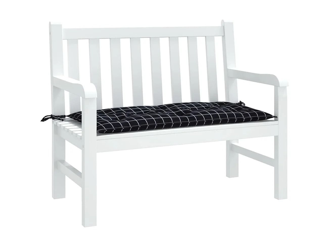 Coussin de banc de jardin carreaux noir 100x50x7cm tissu oxford
