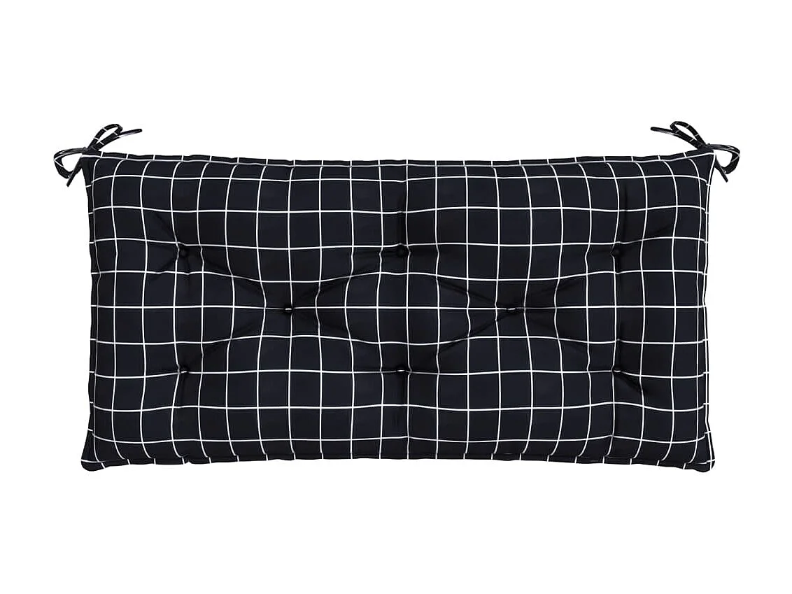 Coussin de banc de jardin carreaux noir 100x50x7cm tissu oxford