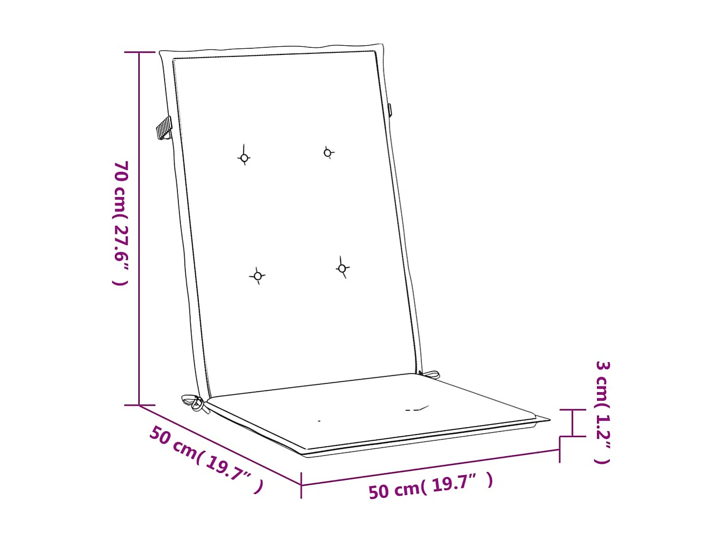 Cojines para silla con respaldo alto, 4 piezas, tela de rayas azules/blancas