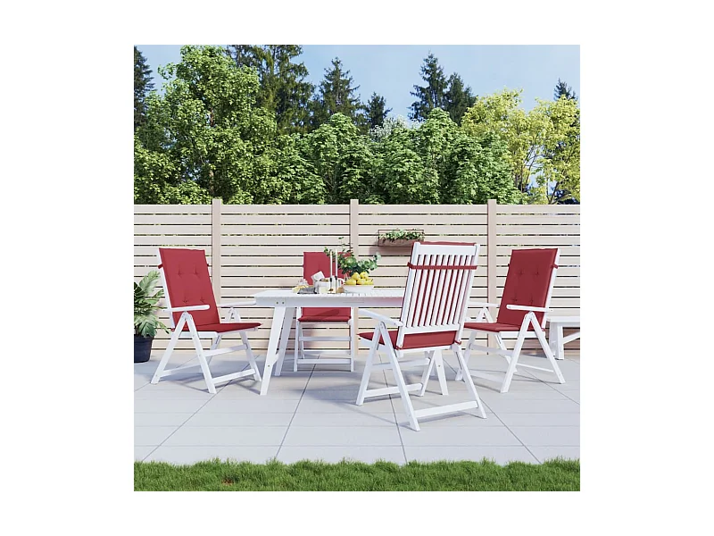 Coussins de chaise de jardin à dossier haut lot de 4 bordeaux
