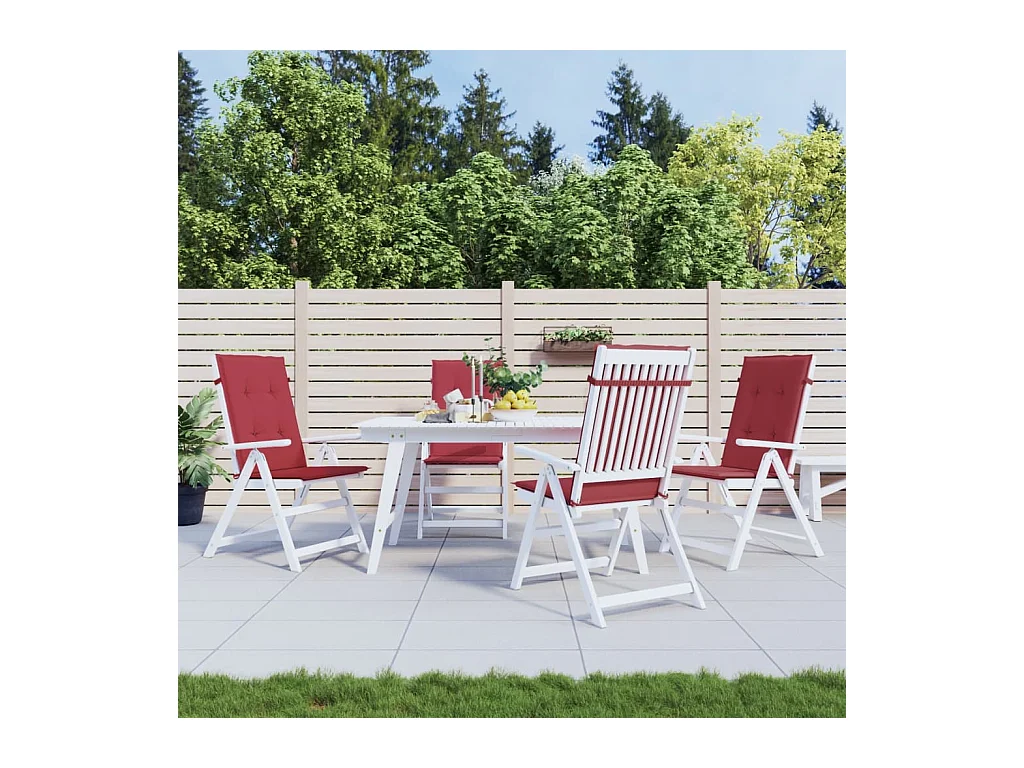 Coussins de chaise de jardin à dossier haut lot de 4 bordeaux