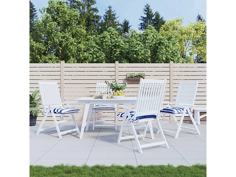 Coussins de chaise 4 pcs rayures bleues et blanches 50x50x7 cm