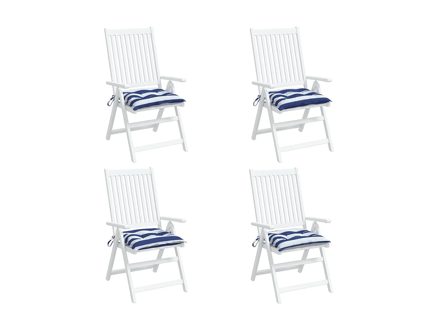 Cuscini per sedia 4 pz righe blu e bianche 50x50x7 cm