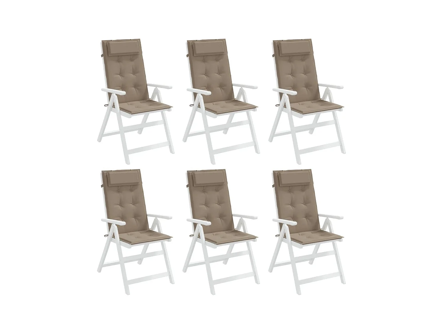 Stoelkussens met hoge rugleuning, set van 6 taupe oxford stof