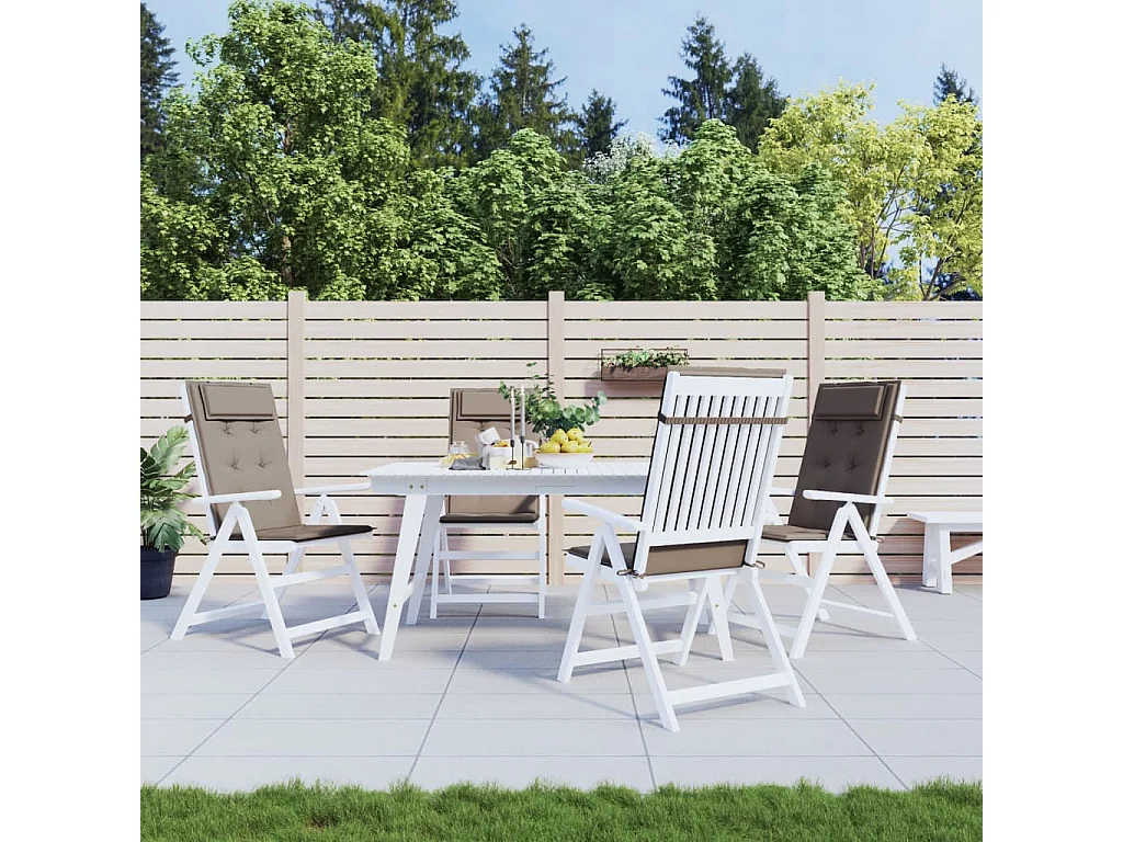 Stoelkussens met hoge rugleuning, set van 4 taupe oxford stof