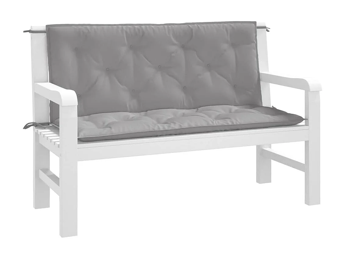 Coussins de banc de jardin 2 pcs gris 120x50x7 cm tissu Oxford