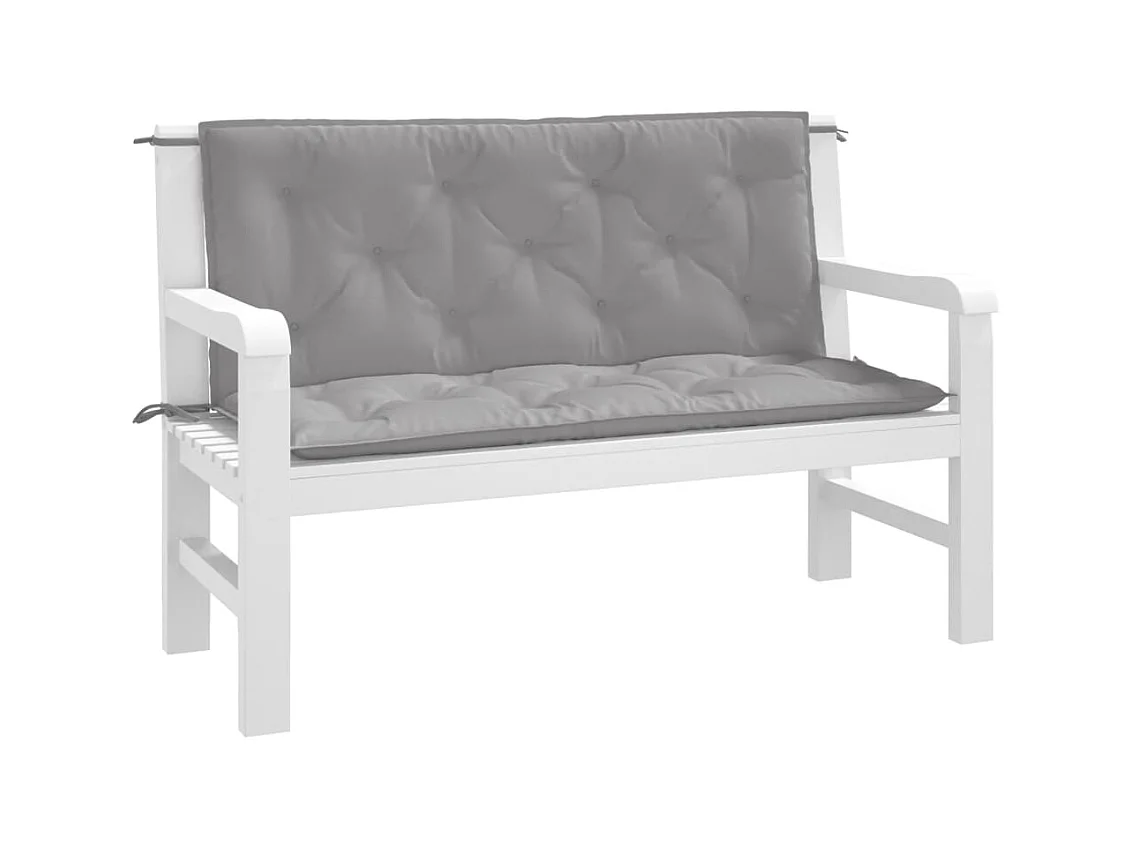 Gartenbankkissen 2 Stück grau 120x50x7 cm Oxford-Stoff