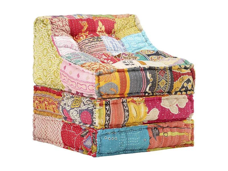 Modularer Pouf aus Patchworkstoff