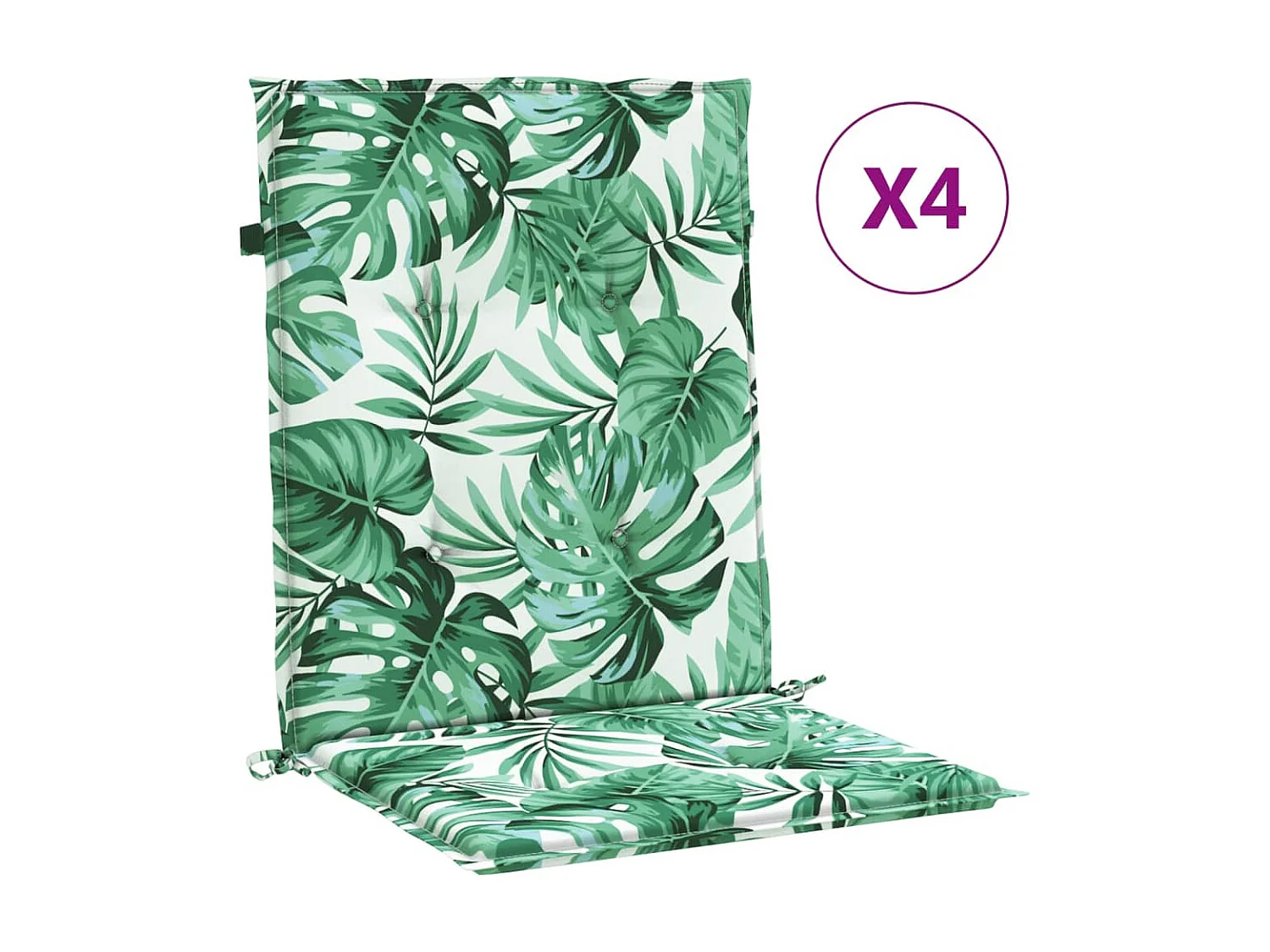 Coussins de chaise à dossier bas lot de 4 modèle de feuille