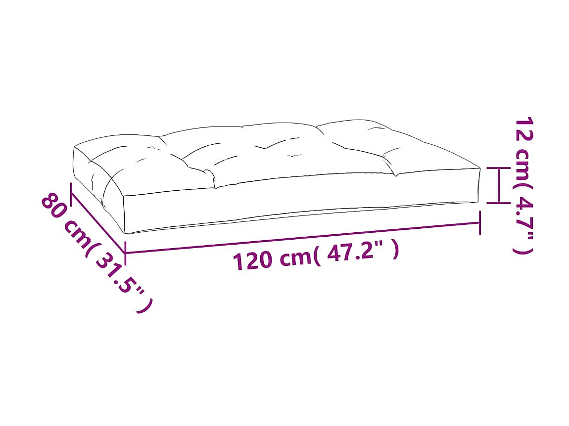 Coussin de palette Gris 120x80x12 cm tissu