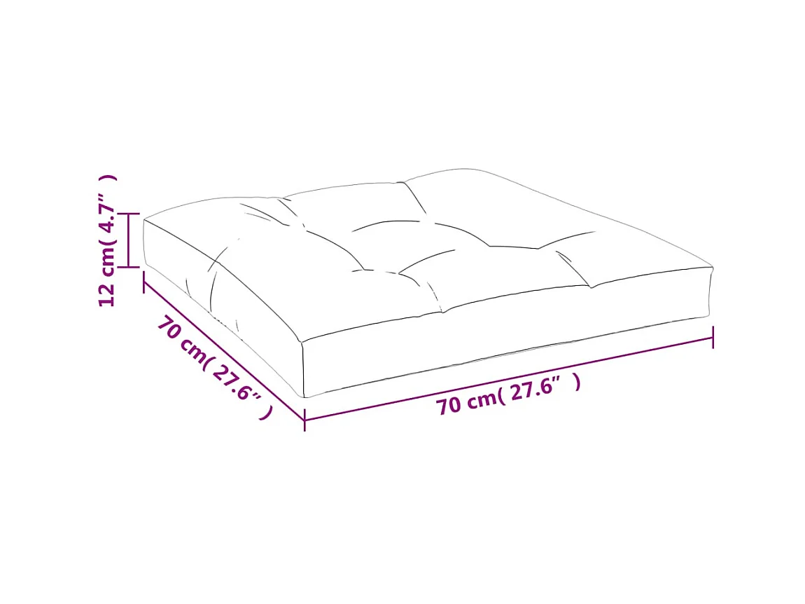 Coussin de palette rose 70x70x12 cm tissu