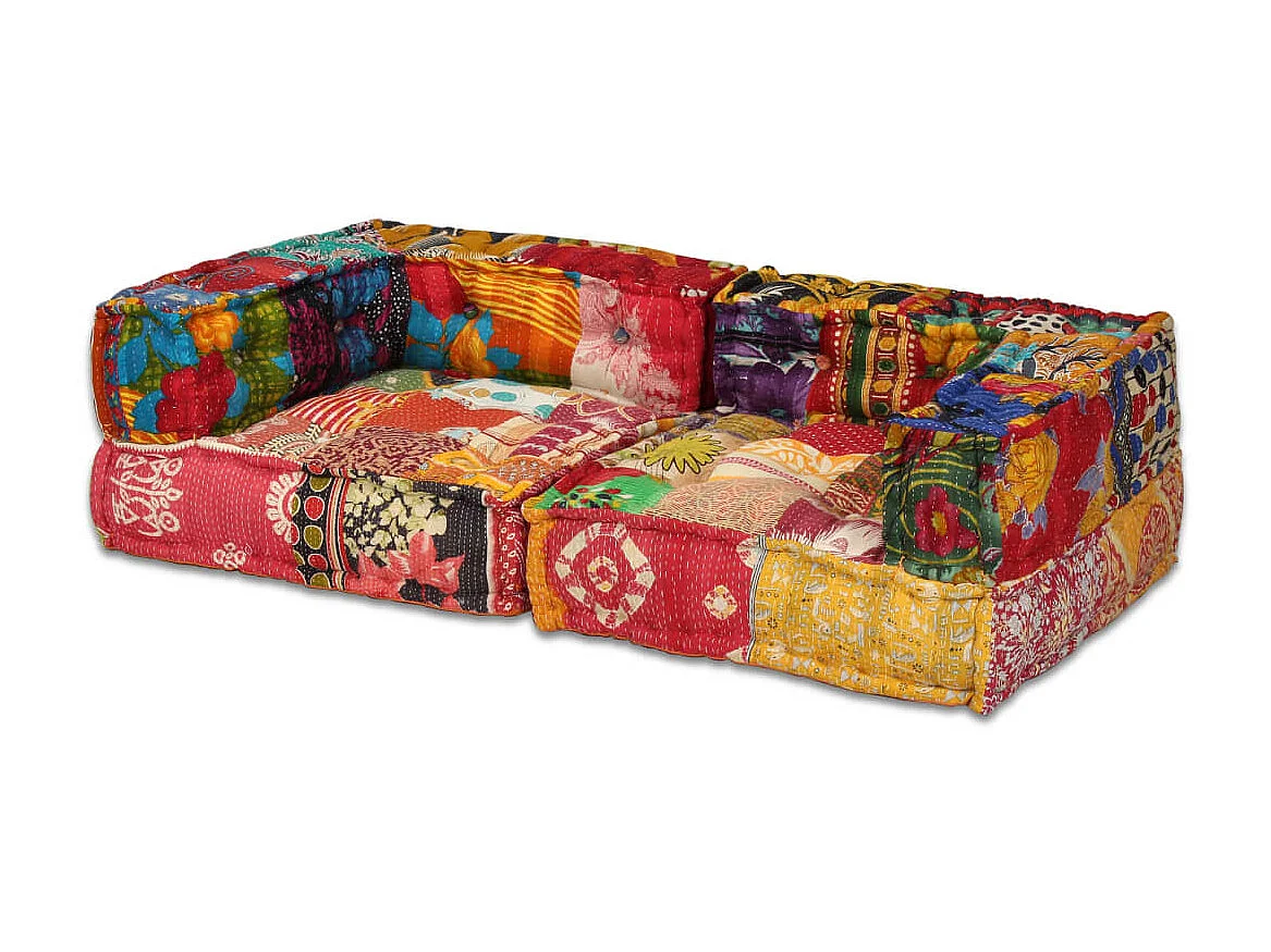 Pouf modulaire à 2 places Patchwork Tissu