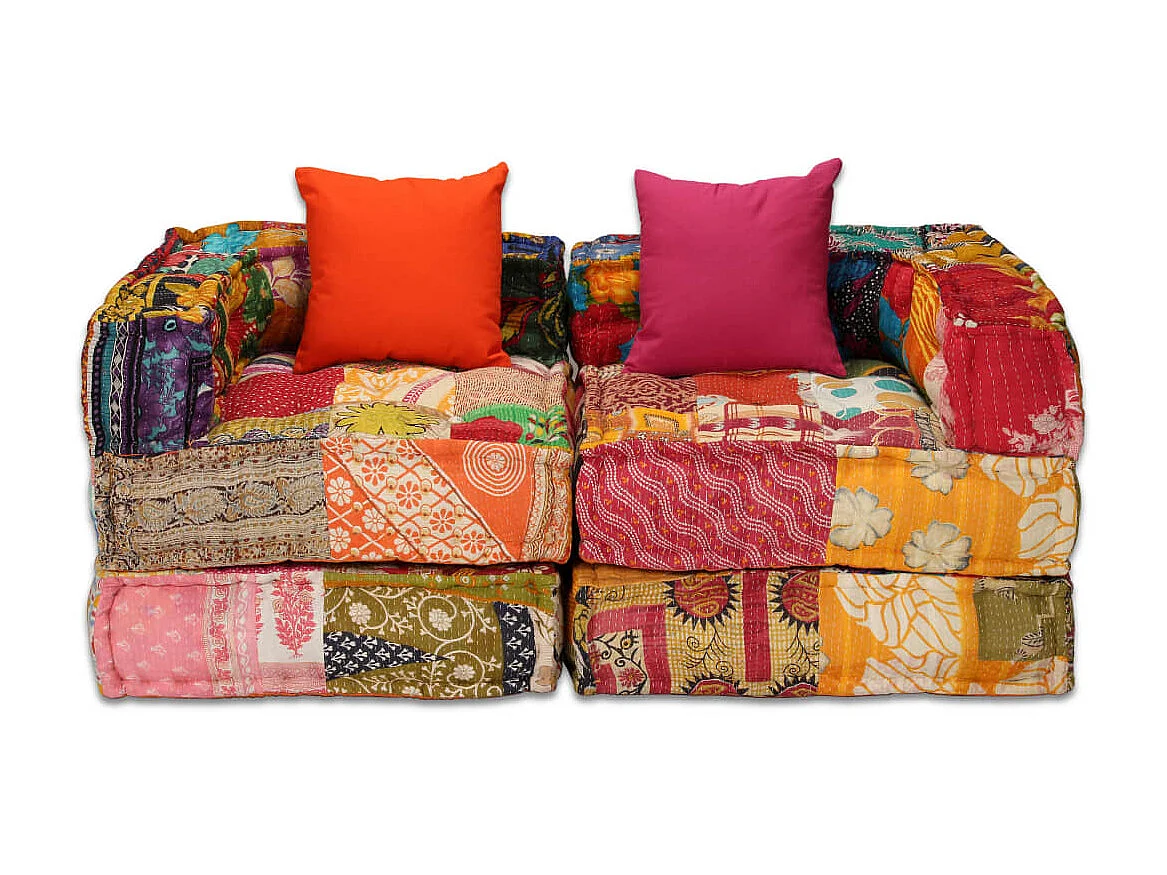 Pouf modulaire à 2 places Patchwork Tissu