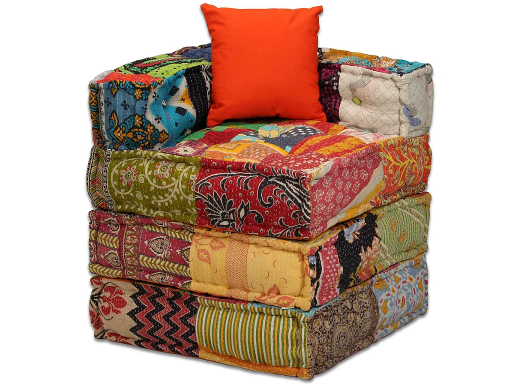 Pouf modulaire à 2 places Patchwork Tissu