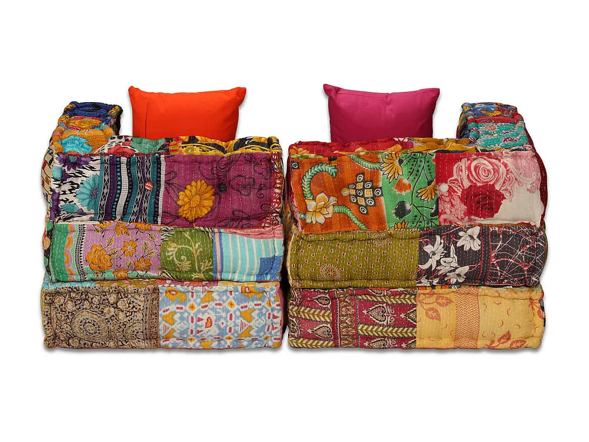 Pouf modulaire à 2 places Patchwork Tissu