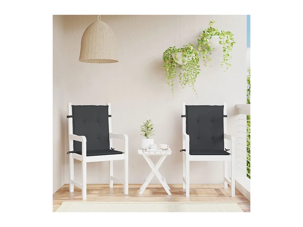 Coussins de chaise de jardin à dossier bas lot de 2 noir