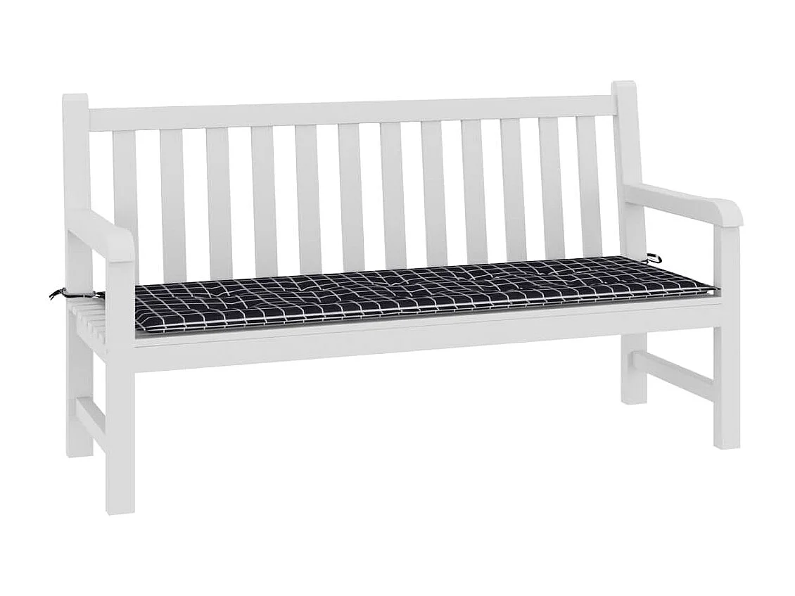 Coussin de banc de jardin carreaux noir 150x50x3cm tissu oxford