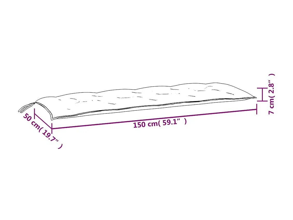 Coussin de banc de jardin vert 150x50x7 cm tissu oxford