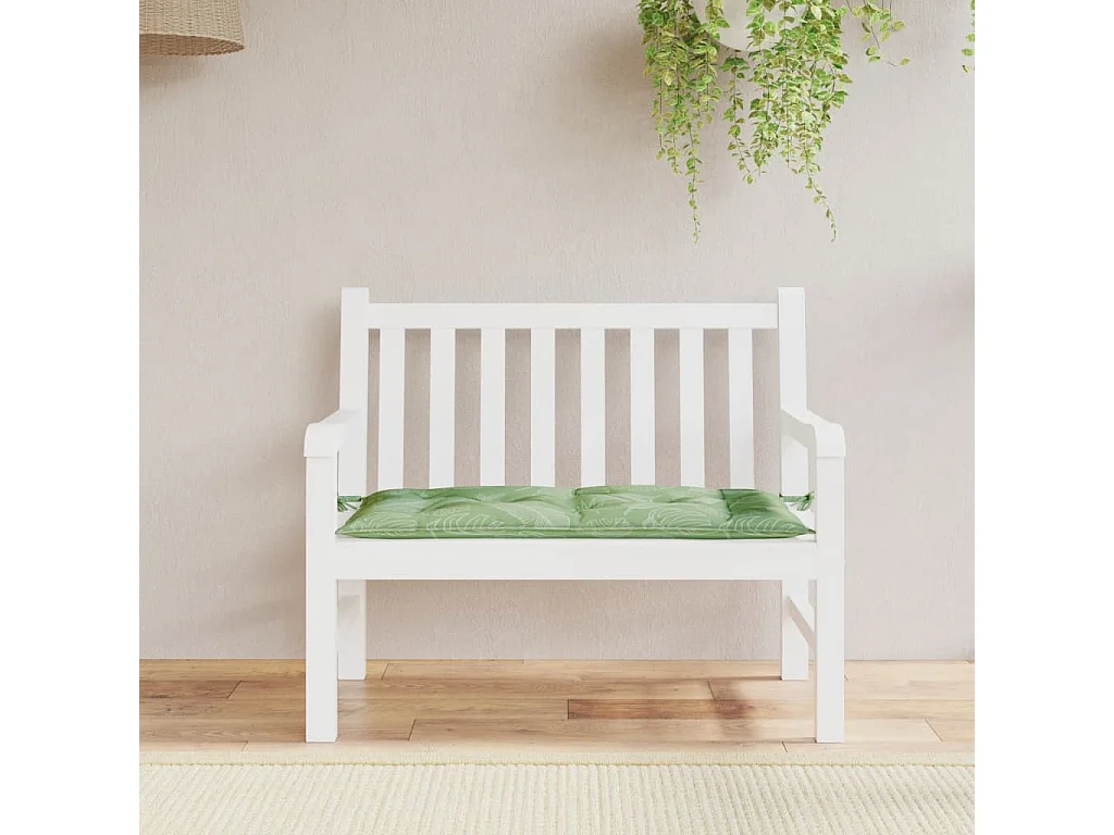 Cojín para banco de jardín estampado de hojas 110x50x7 cm tela