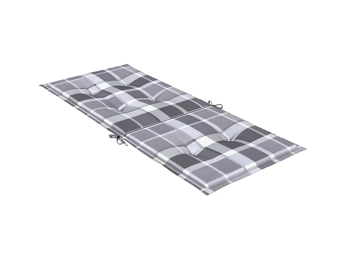 Coussins de chaise jardin à dossier haut lot de 6 carreaux gris