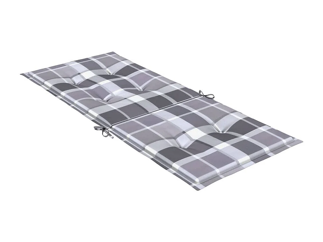 Coussins de chaise jardin à dossier haut lot de 6 carreaux gris