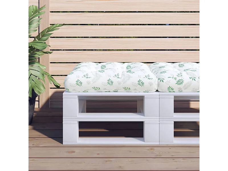 Palettenkissen Blattmuster 60x60x12 cm Stoff