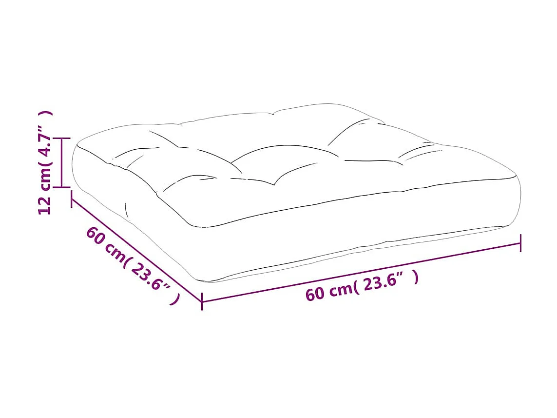 Cuscino pallet modello foglia 60x60x12 cm in tessuto
