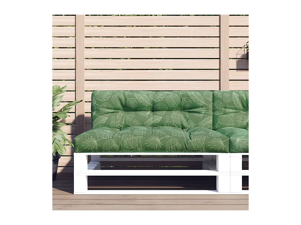 Coussin de palette à motif de feuilles 120x40x12 cm Tissu