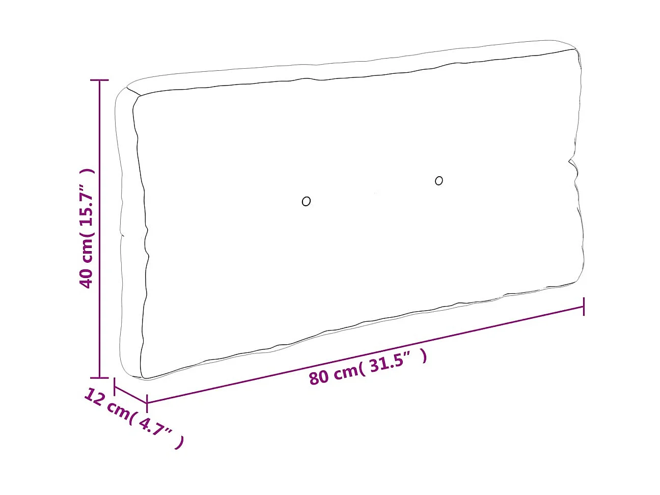 Coussin de palette bleu 80x40x12 cm tissu