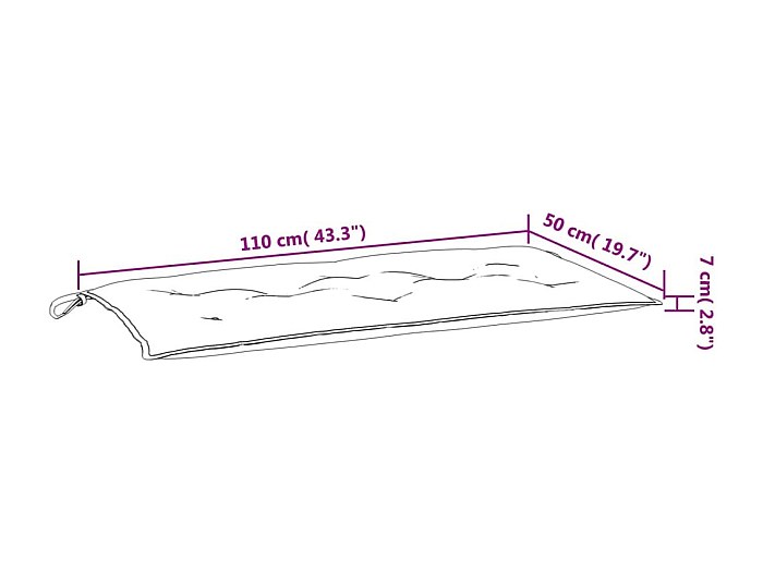 Cuscino Panca Giardino Antracite Mélange 120x50x7 cm Tessuto