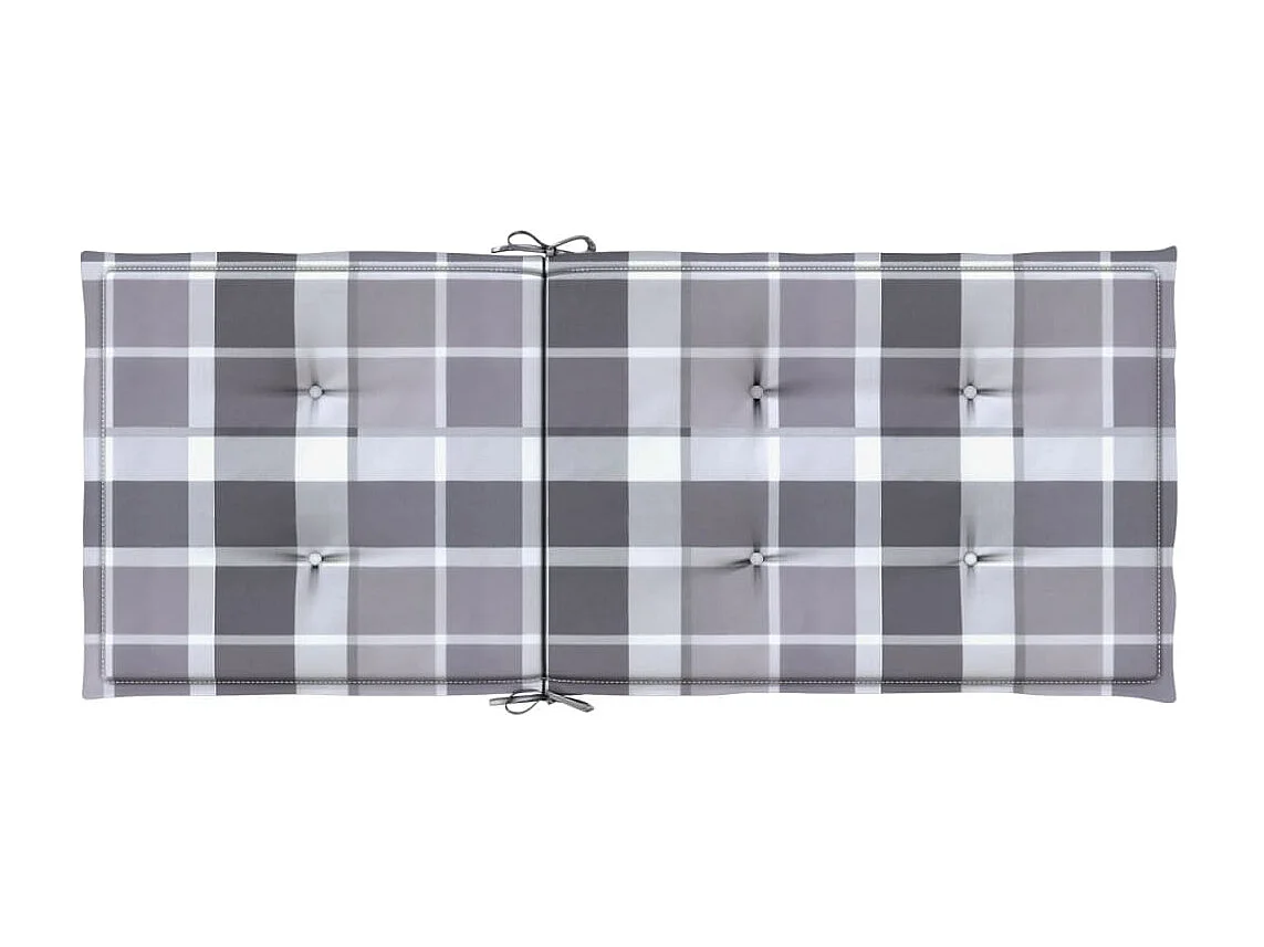 Coussins de chaise jardin à dossier haut lot de 2 carreaux gris