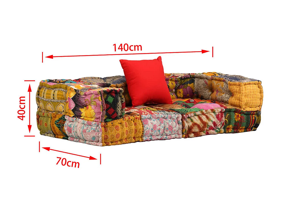 Puf modular de 2 plazas Patchwork Tela