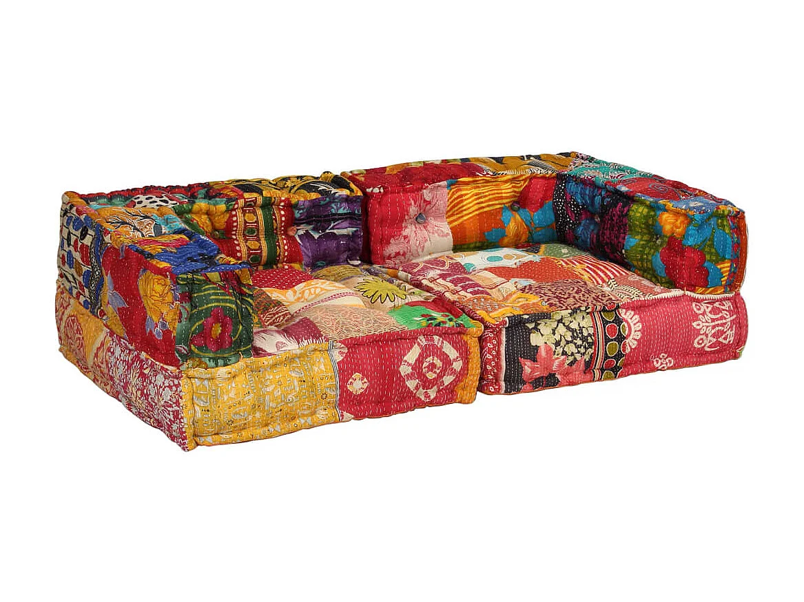 Pouf componibile 2 posti Patchwork in tessuto