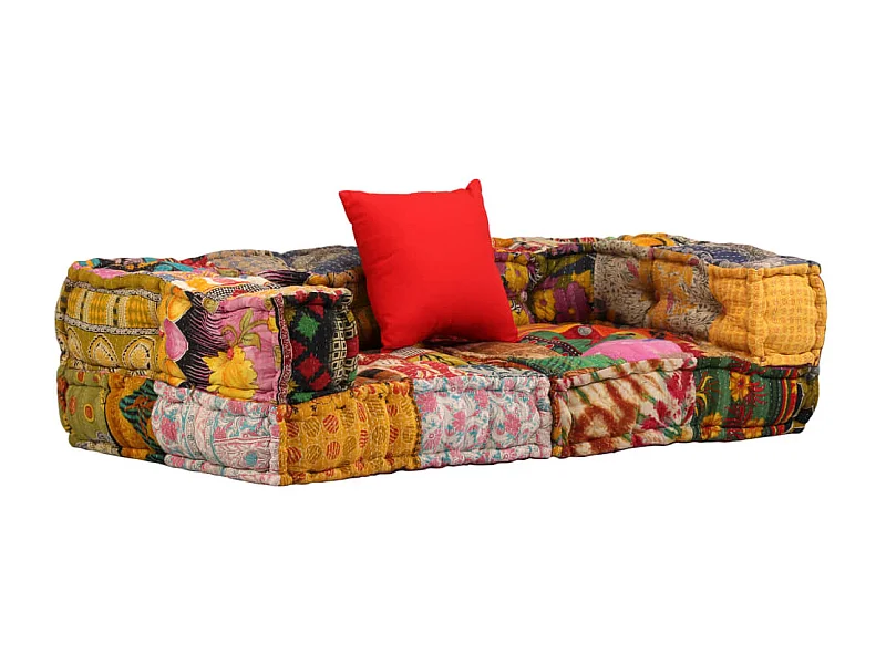 Pouf componibile 2 posti Patchwork in tessuto