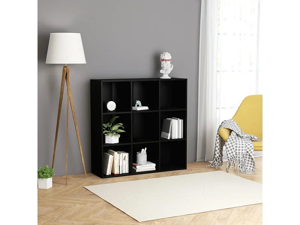 Bibliothèque Noir 98x30x98 cm Aggloméré