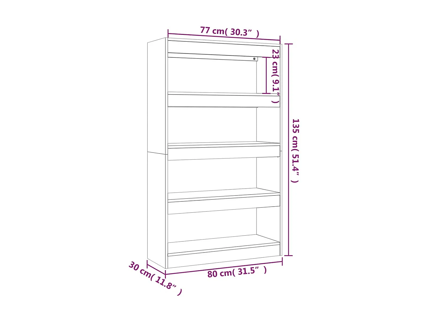 Librería/Separador de ambientes Aglomerado negro 80x30x135 cm
