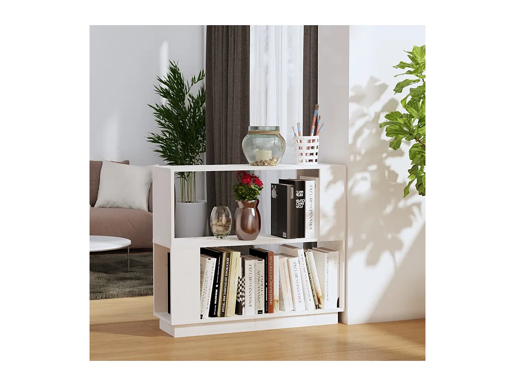 Librería/Separador de ambientes Blanco 80x25x70 cm Pino macizo