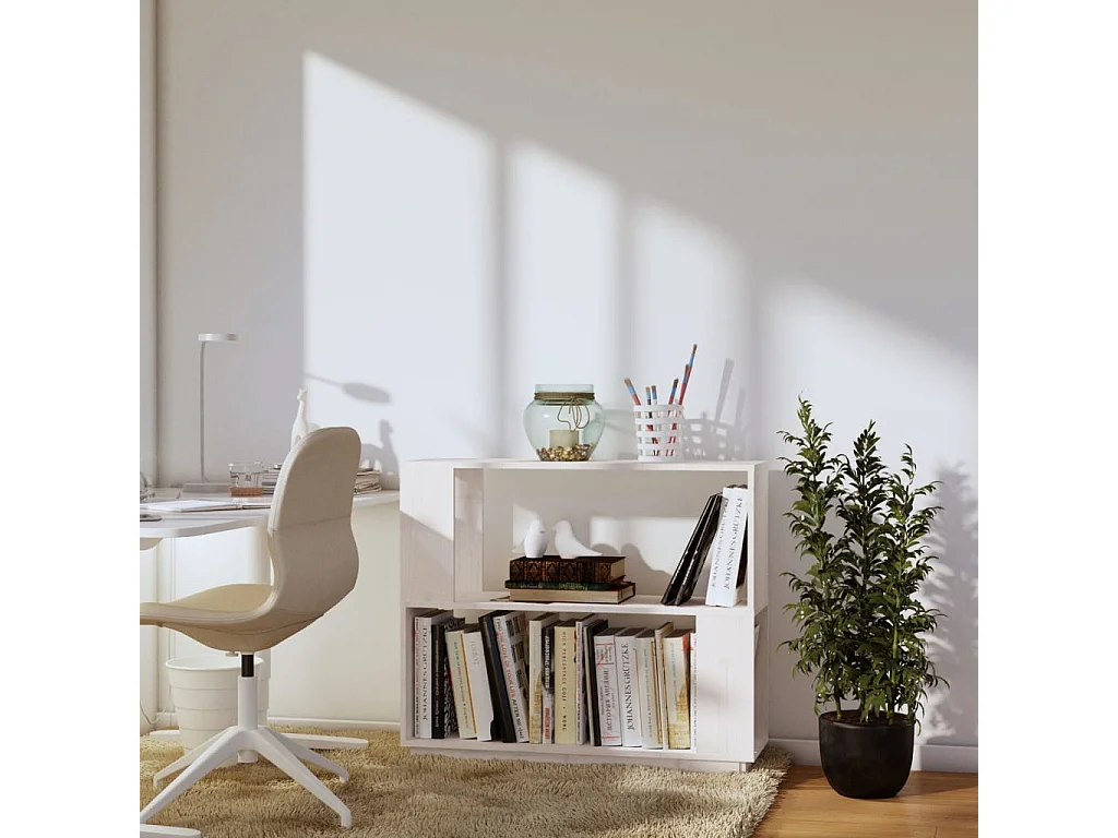 Libreria/Divisorio Bianco 80x25x70 cm Pino massiccio
