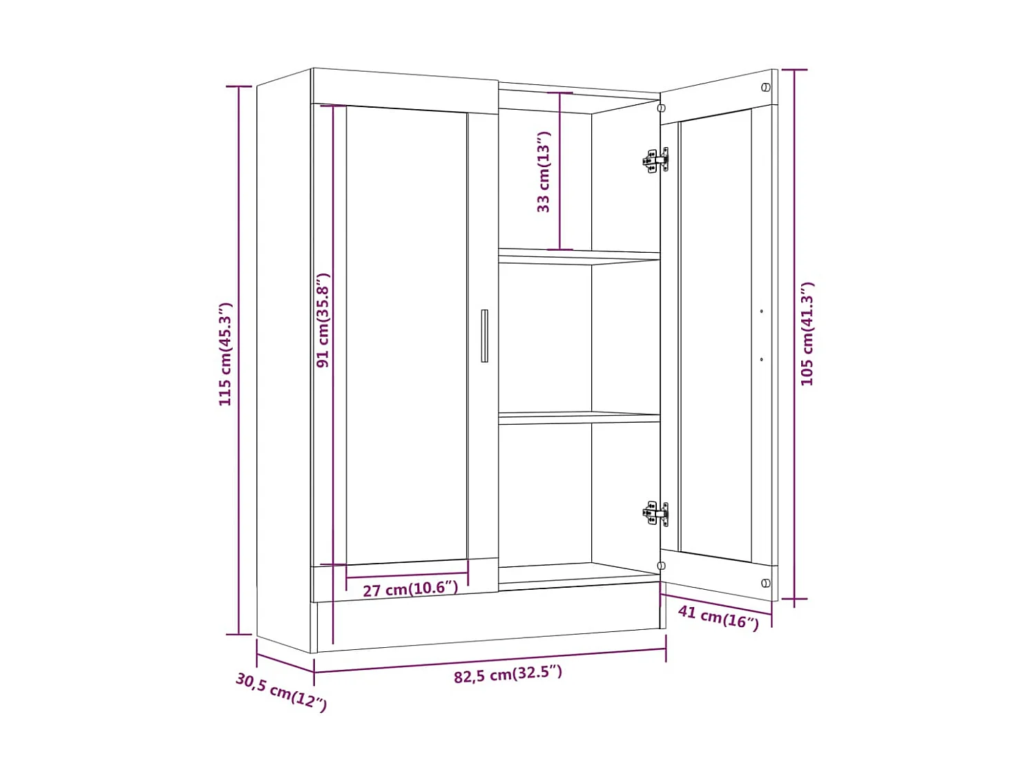 Vitrine Räuchereiche 82,5x30,5x115 cm Holzwerkstoff