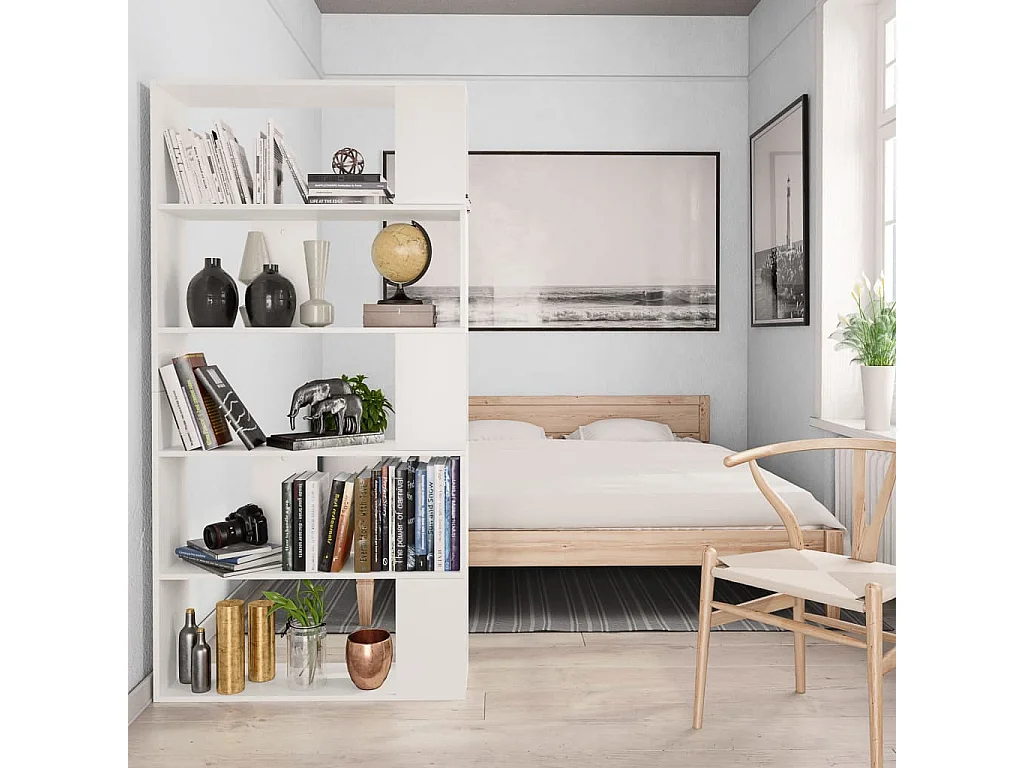 Bücherregal/Raumteiler Weiß 80x24x159 cm Spanplatte