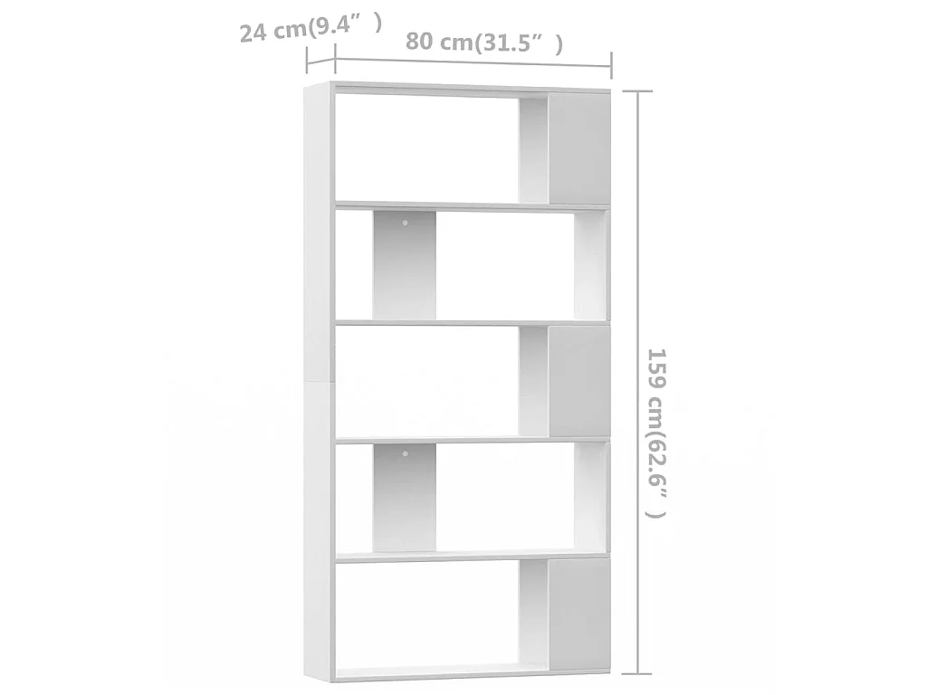 Bücherregal/Raumteiler Weiß 80x24x159 cm Spanplatte