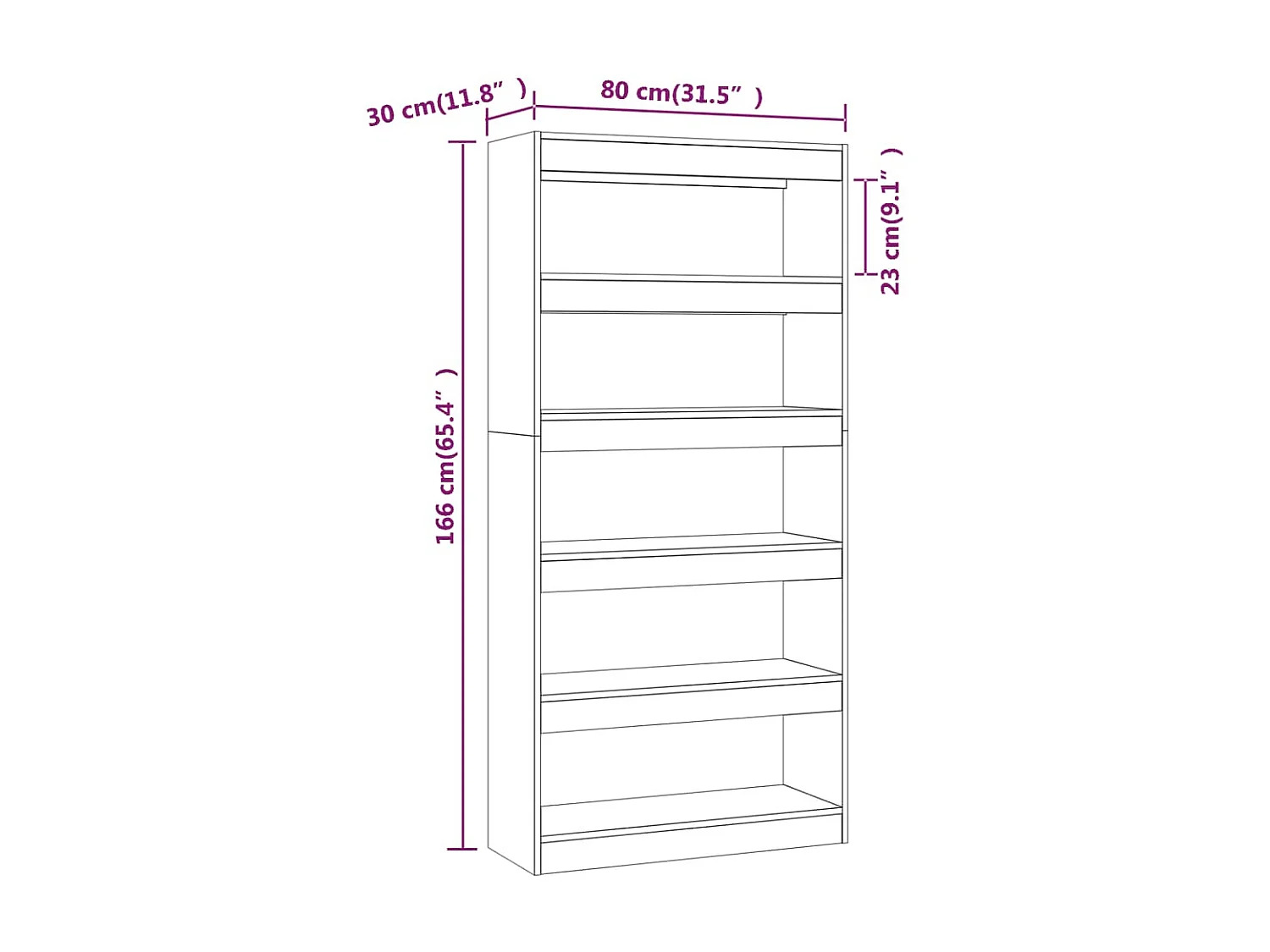 Libreria divisoria Grigio cemento 80x30x166 cm Truciolare