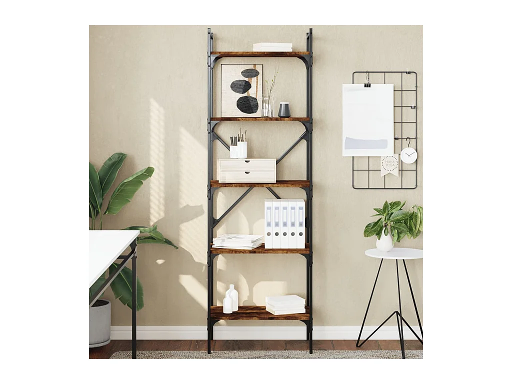 Libreria a 5 livelli rovere affumicato 56x31,5x174 cm