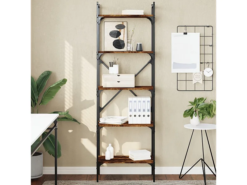 Librería con 5 niveles roble ahumado 56x31,5x174 cm