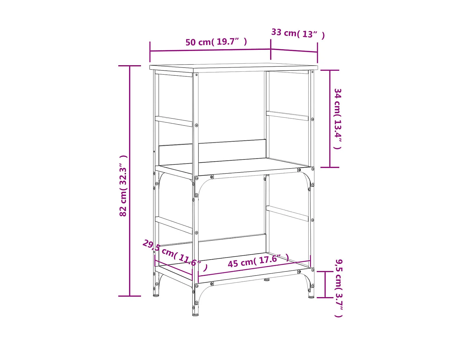 Bibliothèque sonoma gris 50x33x82 cm bois d'ingénierie
