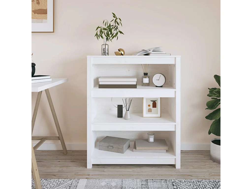 Libreria Bianca 80x35x97 cm Legno di pino massiccio