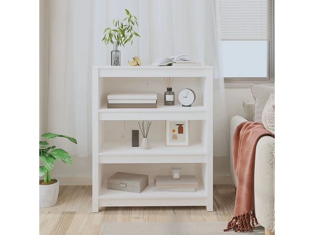 Libreria Bianca 80x35x97 cm Legno di pino massiccio