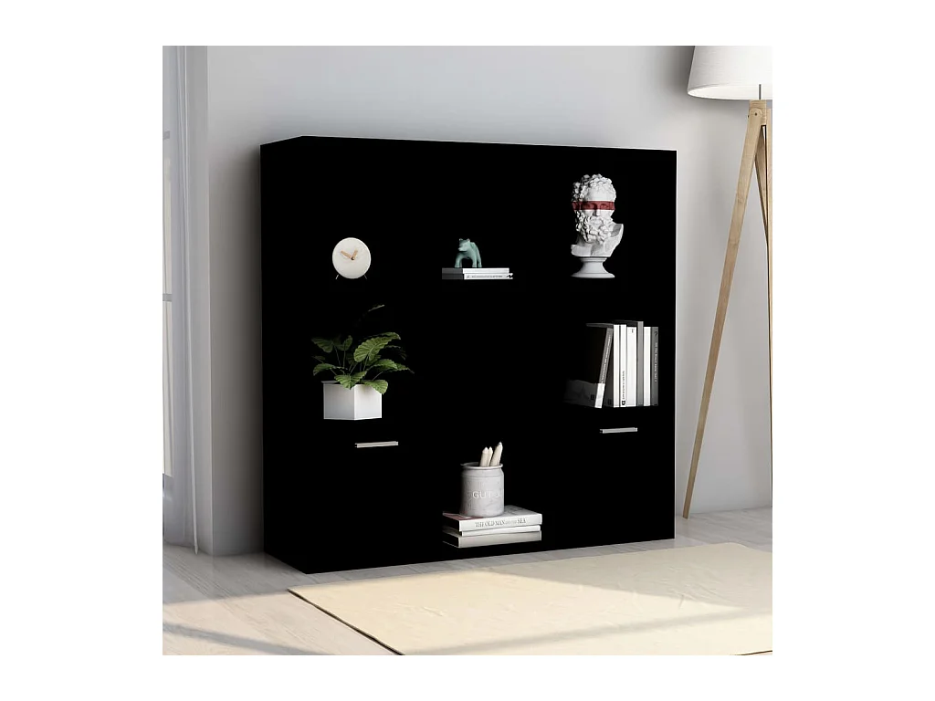 Bibliothèque Noir 98x30x98 cm Aggloméré
